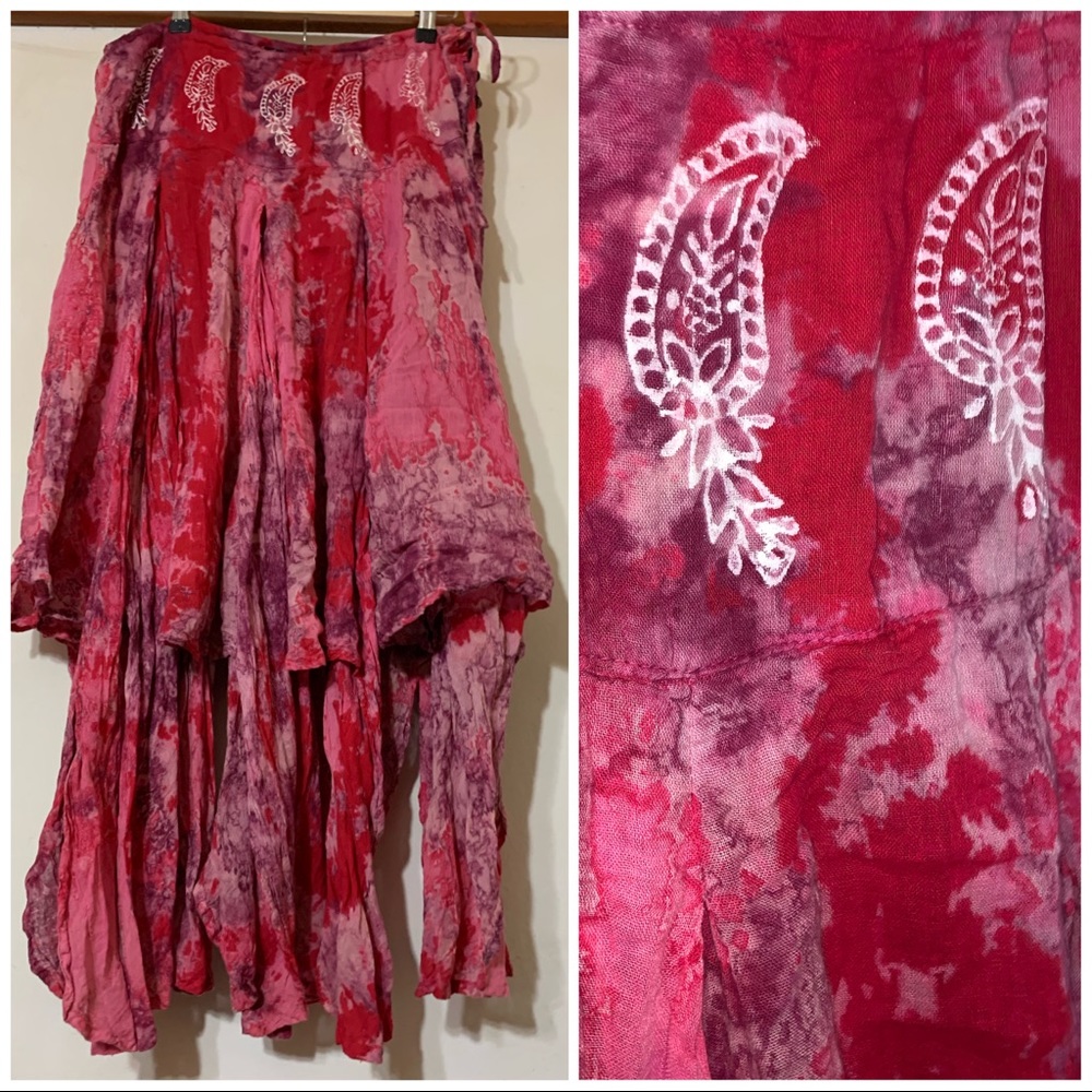 SACRED THREADS Red Tie Dyed Fairy Skirt // Boho // Festival
